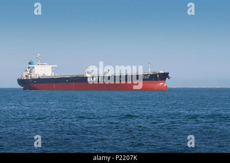 Crude Oil Tanker, ALJALLA, Anchored In The Port Of Long Beach, California, USA. Stock Photo