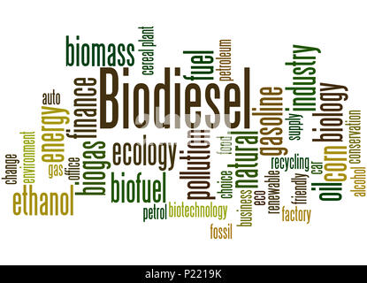 Biodiesel, word cloud concept on white background. Stock Photo