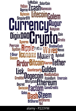 Crypto-Currency, word cloud concept on white background. Stock Photo