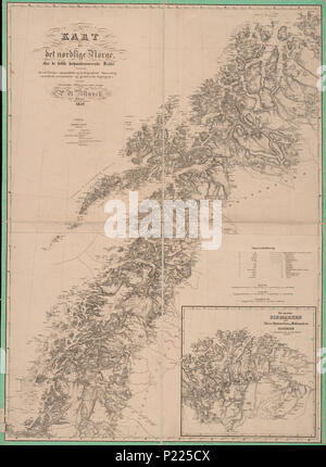 160 Kart over det nordlige Norge efter de bedste forhaandenværende Kilder, fornemmelig de ved Norges topografiske og hydrografiske Opmaaling anstillede astronomiske og geodætiske Iagttagelser - no-nb krt 00831 Stock Photo