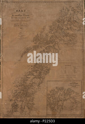 160 Kart over det nordlige Norge efter de bedste forhaandenværende Kilder, fornemmelig de ved Norges topografiske og hydrografiske Opmaaling anstillede astronomiske og geodætiske Iagttagelser - no-nb krt 00833 Stock Photo