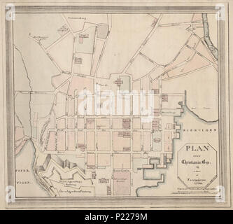 . Norsk bokmål: Kart fra Nasjonalbibliotekets kartsamling. 1827. Unknown 226 Plan over Christiania Bye 1827 - no-nb krt 00532 Stock Photo