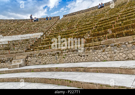 NAPLES, ITALY-MARCH 23, 2018: Ruins of Pompeii - Ancient Roman Amphitheater- Archaeological site of Naples, Italy Stock Photo
