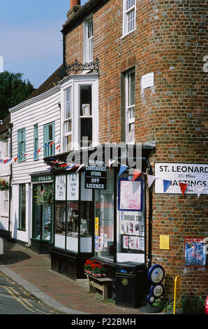 Local convenience store in Bexhill Old Town, East Sussex, Southern England Stock Photo