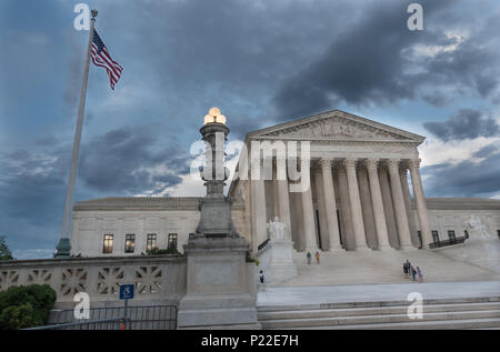 Evening ,US Supreme Court building, Washington, DC, flag flying Stock Photo