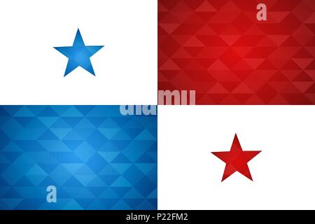 Panama flag for special country event with geometric triangle background. International panamanian nation template. EPS10 vector. Stock Vector