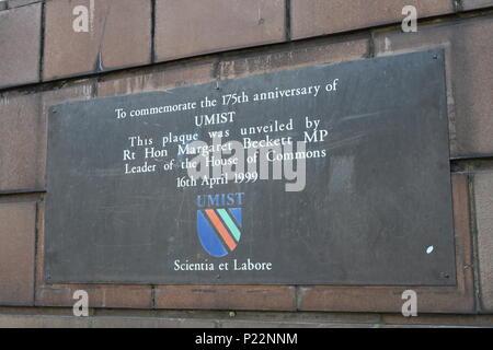 UMIST plaque Stock Photo