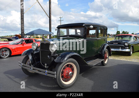 An antique A Model Ford at a Car Show. Stock Photo