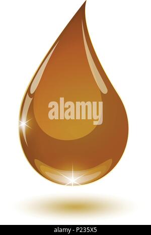 yellow drop of honey drops down isolated Stock Vector