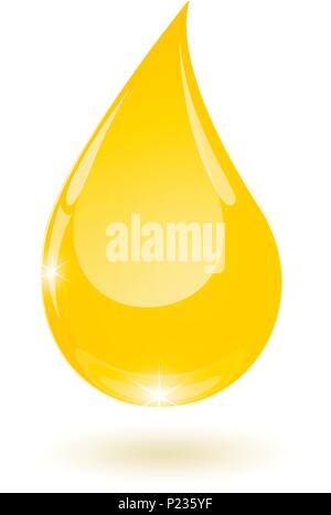 yellow drop of vegetable oil drops down isolated Stock Vector