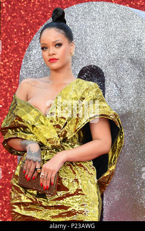 Rihanna attending the European premiere of Oceans 8, held at the Cineworld in Leicester Square, London. Picture date: Wednesday 13th June, 2018. See PA story SHOWBIZ Oceans8. Photo credit should read: Ian West/PA Wire Stock Photo