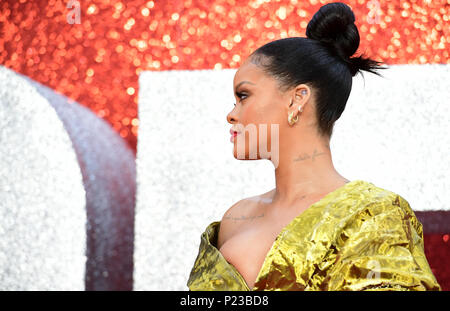 Rihanna attending the European premiere of Oceans 8, held at the Cineworld in Leicester Square, London. Picture date: Wednesday 13th June, 2018. See PA story SHOWBIZ Oceans8. Photo credit should read: Ian West/PA Wire Stock Photo