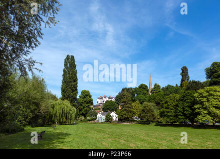 View of the town from the River Walk, Ross-on-Wye, Herefordshire, England, UK Stock Photo