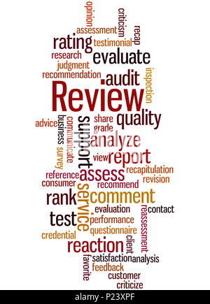 Review, word cloud concept on white background. Stock Photo