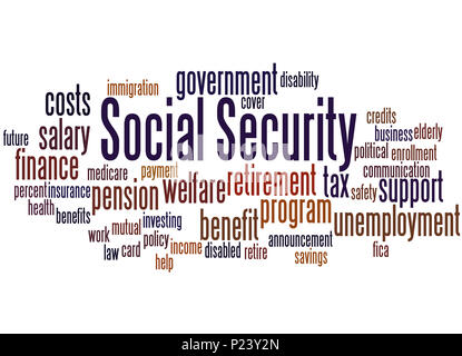 Social Security, word cloud concept on white background. Stock Photo