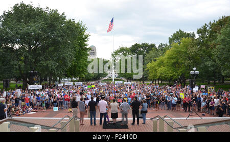 ANN ARBOR, MI - AUG 13: Clergy members address a rally in solidarity with the counter-protesters of Charlottesville, VA in Ann Arbor, MI on August 13, Stock Photo