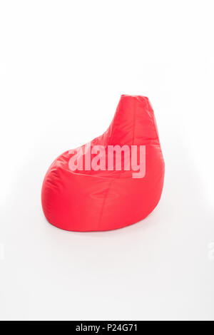 red bean bag chair isolated on white Stock Photo