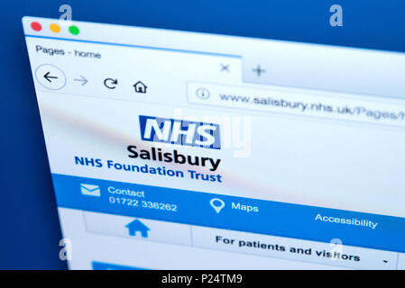 LONDON, UK - MARCH 5TH 2018: The homepage of the official website for the Salisbury NHS Foundation Trust in the UK, on 5th March 2018. Stock Photo