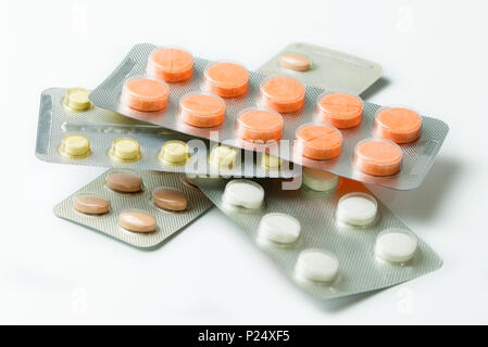 Set of pills in a plastic blister package Stock Photo