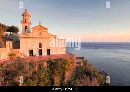 San Giovanni Battista Church at sunset, Conca dei Marini, Salerno province, Campania, Italy, Europe Stock Photo