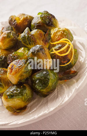 Roasted Brussel Sprouts with lemon zest Stock Photo