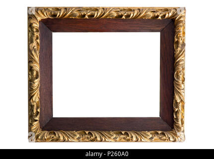 Antique golden frame isolated on white background Stock Photo