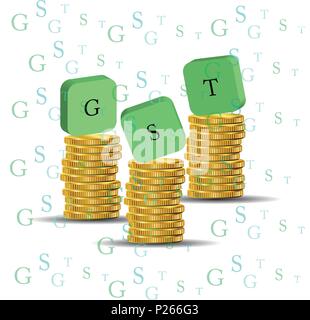 gst vector illustration with coins Stock Vector