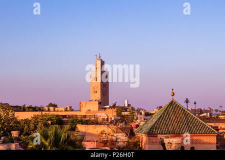 Marrakesh Koutoubia Mosque Morning Sunrise in  Morocco Stock Photo