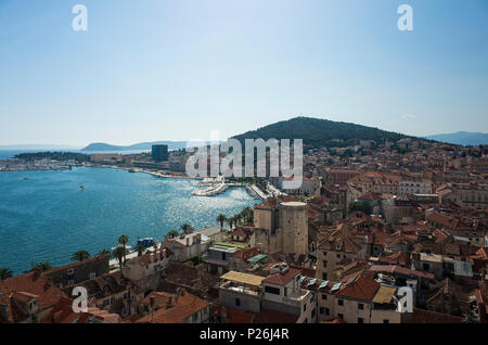 Split, Croatia, May 21 2018, Beautiful sunny day in the old town, Nice outdoors of the popular tourist city. View from above. Stock Photo