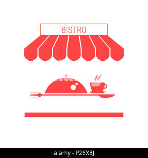 Bistro, Fast Food Single Flat Icon. Striped Awning and Signboard. A Series  of Shop Icons Stock Photo - Alamy