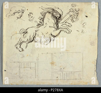 Drawing, A Ram and Architectural Plan Stock Photo - Alamy