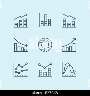 Outline Data analysis, chart, diagram vector simple icons for web and mobile design pack 1 Stock Vector