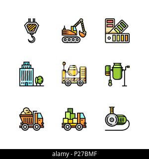 Building, construction and home repair tools simple outline colorful icons for web and mobile design set 5 Stock Vector