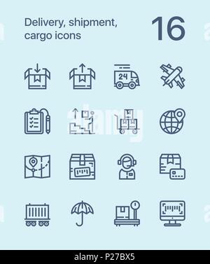 Outline Delivery, shipment, cargo icons for web and mobile design pack 2 Stock Vector