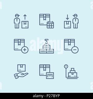 Outline Delivery, shipment, cargo icons for web and mobile design pack 4 Stock Vector
