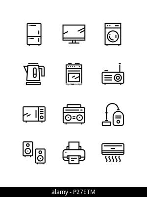 Household electronic appliances, technics, gadget device icons for web and mobile design pack 1 Stock Vector