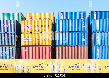 Yangon (Rangoon), container at port, Yangon Region, Myanmar (Burma) Stock Photo