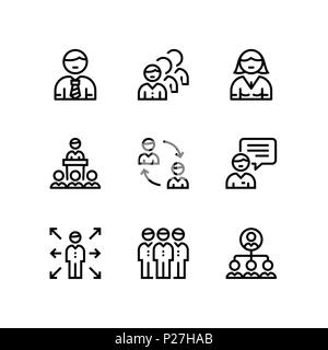 Business people, meeting, team work vector simple icons for web and mobile design pack 1 Stock Vector