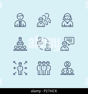 Outline Business people, meeting, team work vector simple icons for web and mobile design pack 1 Stock Vector