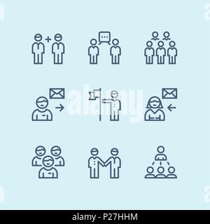 Outline Business people, meeting, team work vector simple icons for web and mobile design pack 2