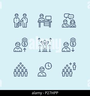Outline Business people, meeting, team work vector simple icons for web and mobile design pack 3 Stock Vector