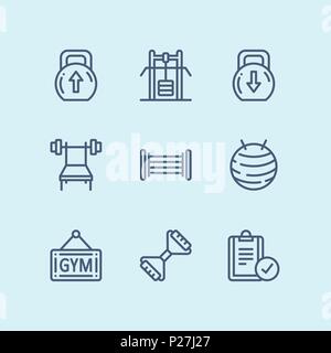 Outline Workout, fitness, gym icons for web and mobile design pack 4 Stock Vector