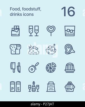Outline Food, foodstuff, drinks icons for web and mobile design pack 3 Stock Vector