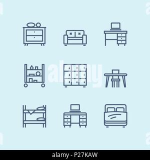 Outline Furniture, decor, interior vector simple icons for web and mobile design pack 2 Stock Vector