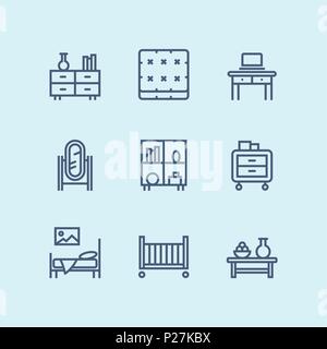 Outline Furniture, decor, interior vector simple icons for web and mobile design pack 3 Stock Vector