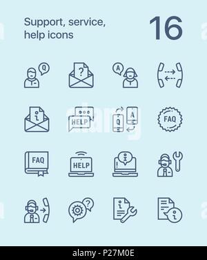 Outline Support, service, help simple line icons for web and mobile design pack 2 Stock Vector