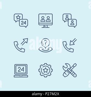 Outline Support, service, help simple line icons for web and mobile design pack 5 Stock Vector