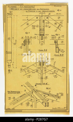 .  English: Drawing, Design for a Mass-Operational House Designed by Hector Guimard, Support Construction, October 1920 .  English: Design for a mass-operational house by Guimard, detailing support construction. . October 1920 100 Drawing, Design for a Mass-Operational House Designed by Hector Guimard, Support Construction, October 1920 (CH 18411017-2) Stock Photo