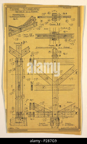 .  English: Drawing, Design for a Mass-Operational House Designed by Hector Guimard, Support Construction, October 1920 .  English: Design for a mass-operational house by Guimard, detailing support construction. . October 1920 100 Drawing, Design for a Mass-Operational House Designed by Hector Guimard, Support Construction, October 1920 (CH 18411019) Stock Photo