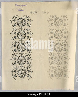 .  English: Drawing, Designs for embroidery, ca. 1890 .  English: Vertical rectangle. Designs of abstract floral patterns for panels and borders. Each drawing stamped at top: 'Dessin original a broderie.' Designs numbered 169 (I) . circa 1890 104 Drawing, Designs for embroidery, ca. 1890 (CH 18446685) Stock Photo